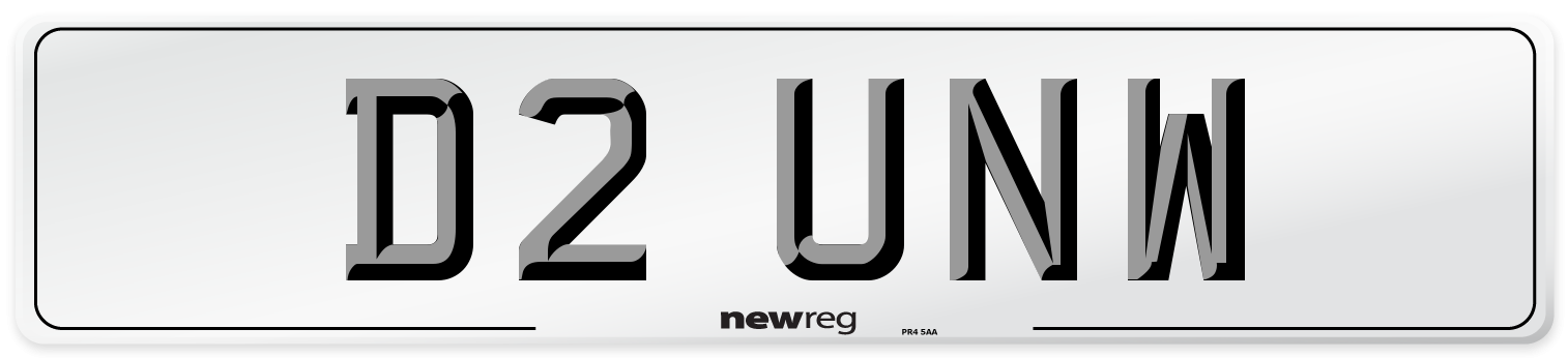 D2 UNW Number Plate from New Reg